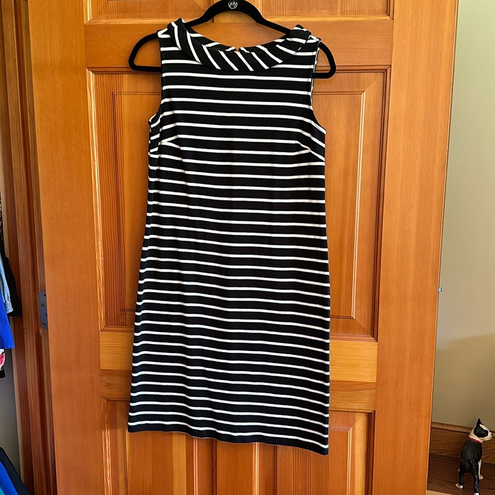 Talbots navy/white cotton dress size small